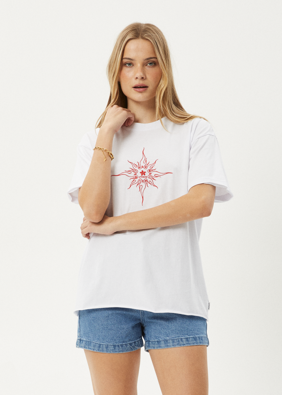 AFENDS Womens Sunny - Oversized Tee - White