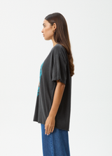 AFENDS Womens Still Life - Oversized Tee - Stone Black - Afends womens still life   oversized tee   stone black
