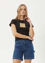 AFENDS Womens Ivy - Recyled Baby Tee - Stone Black - Afends womens ivy   recyled baby tee   stone black