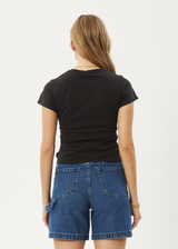 AFENDS Womens Ivy - Recyled Baby Tee - Stone Black - Afends womens ivy   recyled baby tee   stone black