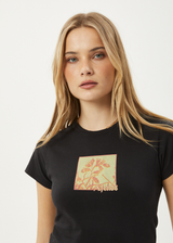 AFENDS Womens Ivy - Recyled Baby Tee - Stone Black - Afends womens ivy   recyled baby tee   stone black