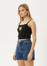 AFENDS Womens Sky High - Rib Singlet - Black - Afends womens sky high   rib singlet   black