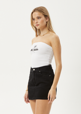 AFENDS Womens No Fury - Rib Tube Top - White - Afends womens no fury   rib tube top   white