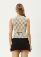 AFENDS Womens Glasshouse - Sheer Tank - Sand Checker - Afends womens glasshouse   sheer tank   sand checker 