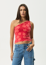 AFENDS Womens Valerie - One Shoulder Top - Tomato - Afends womens valerie   one shoulder top   tomato