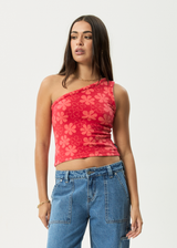 AFENDS Womens Valerie - One Shoulder Top - Tomato - Afends womens valerie   one shoulder top   tomato