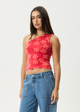 AFENDS Womens Valerie - One Shoulder Top - Tomato - Afends womens valerie   one shoulder top   tomato