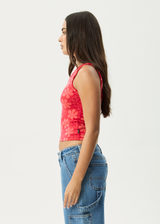 AFENDS Womens Valerie - One Shoulder Top - Tomato - Afends womens valerie   one shoulder top   tomato