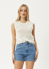 AFENDS Womens Saint - Knit Top - White - Afends womens saint   knit top   white 