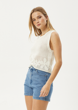 AFENDS Womens Saint - Knit Top - White - Afends womens saint   knit top   white 