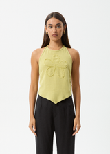 AFENDS Womens Amaya - Halter Top - Lemongrass - Afends womens amaya   halter top   lemongrass 