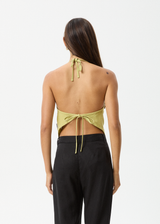 AFENDS Womens Amaya - Halter Top - Lemongrass - Afends womens amaya   halter top   lemongrass 