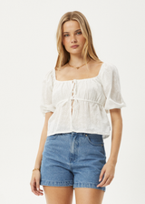 AFENDS Womens Marlow - Tie Front Top - White - Afends womens marlow   tie front top   white 