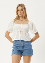 AFENDS Womens Marlow - Tie Front Top - White - Afends womens marlow   tie front top   white 