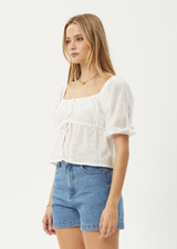 AFENDS Womens Marlow - Tie Front Top - White - Afends womens marlow   tie front top   white 