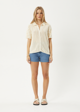 AFENDS Womens Claudia - Knit Shirt - White / Sand - Afends womens claudia   knit shirt   white / sand 