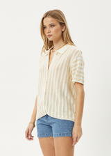 AFENDS Womens Claudia - Knit Shirt - White / Sand - Afends womens claudia   knit shirt   white / sand 