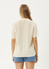 AFENDS Womens Claudia - Knit Shirt - White / Sand - Afends womens claudia   knit shirt   white / sand 