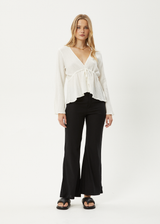 AFENDS Womens Focus - Seersucker Tie Top - Off White - Afends womens focus   seersucker tie top   off white 