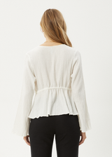 AFENDS Womens Focus - Seersucker Tie Top - Off White - Afends womens focus   seersucker tie top   off white 