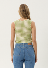 AFENDS Womens Darcy - Check Button Top - Lemongrass Check - Afends womens darcy   check button top   lemongrass check 
