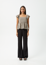 AFENDS Womens Gambet Check - Top - Black / Sand - Afends womens gambet check   top   black / sand 