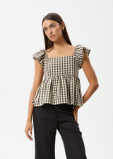AFENDS Womens Gambet Check - Top - Black / Sand - Afends womens gambet check   top   black / sand 