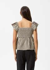 AFENDS Womens Gambet Check - Top - Black / Sand - Afends womens gambet check   top   black / sand 