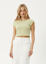 AFENDS Womens Darcy - Check Top - Lemongrass Check - Afends womens darcy   check top   lemongrass check 