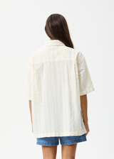 AFENDS Womens Splice - Short Sleeve Shirt - White / Lemongrass - Afends womens splice   short sleeve shirt   white / lemongrass 