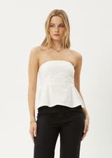 AFENDS Womens Lilo - Strapless Top - Off White - Afends womens lilo   strapless top   off white 
