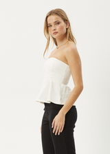 AFENDS Womens Lilo - Strapless Top - Off White - Afends womens lilo   strapless top   off white 