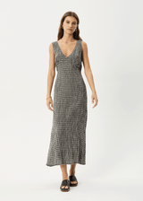 AFENDS Womens Asta - Seersucker Maxi Dress - Steel Check - Afends womens asta   seersucker maxi dress   steel check