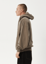 AFENDS Mens Antic - Boxy Hoodie - Fossil - Afends mens antic   boxy hoodie   fossil