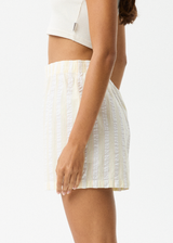 AFENDS Womens Splice - Boxer Short - White / Lemongrass - Afends womens splice   boxer short   white / lemongrass