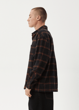 AFENDS Mens Terror - Flannel Shirt - Black Check - Afends mens terror   flannel shirt   black check