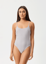 AFENDS Womens Drew Check - One Piece - Taupe Check - Afends womens drew check   one piece   taupe check