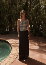 AFENDS Womens Blair - One Shoulder Top - Black / White - Afends womens blair   one shoulder top   black / white