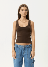 AFENDS Womens Layden - Rib Singlet - Coffee - Afends womens layden   rib singlet   coffee