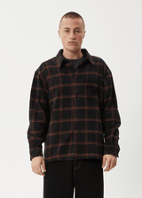 AFENDS Mens Terror - Flannel Shirt - Black Check - Afends mens terror   flannel shirt   black check
