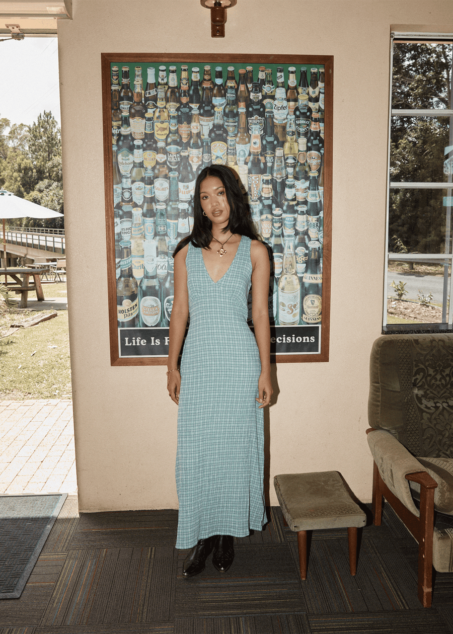 AFENDS Womens Creator - Seersucker Maxi Dress - Pine