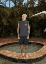 AFENDS Mens Webhead - Sleeveless Tee - Stone Black - Afends mens webhead   sleeveless tee   stone black