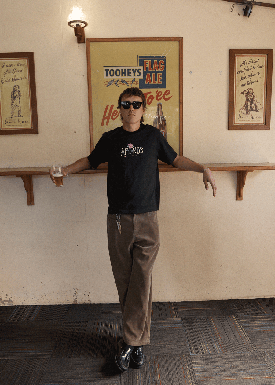 AFENDS Mens Smell The Roses - Retro Tee - Black