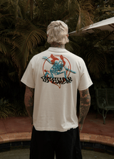 AFENDS Mens Smiling Assassin - Boxy Tee - Limestone - Afends mens smiling assassin   boxy tee   limestone