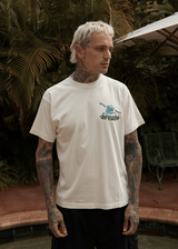 AFENDS Mens Smiling Assassin - Boxy Tee - Limestone - Afends mens smiling assassin   boxy tee   limestone