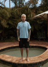 AFENDS Mens High Priority - Boxy Tee - Ocean Spray - Afends mens high priority   boxy tee   ocean spray