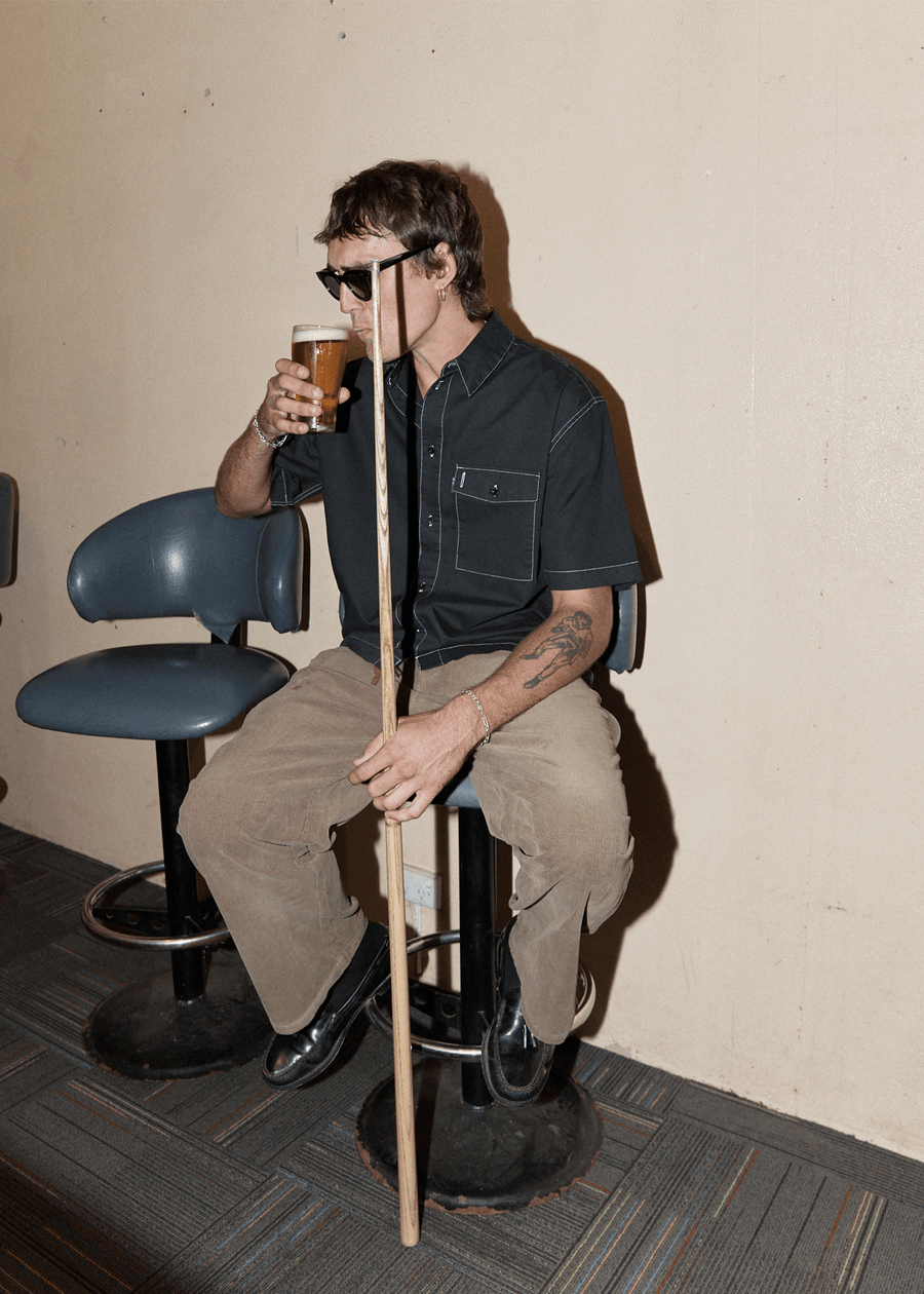 AFENDS Mens Welcome Back - Corduroy Baggy Pant - Fossil