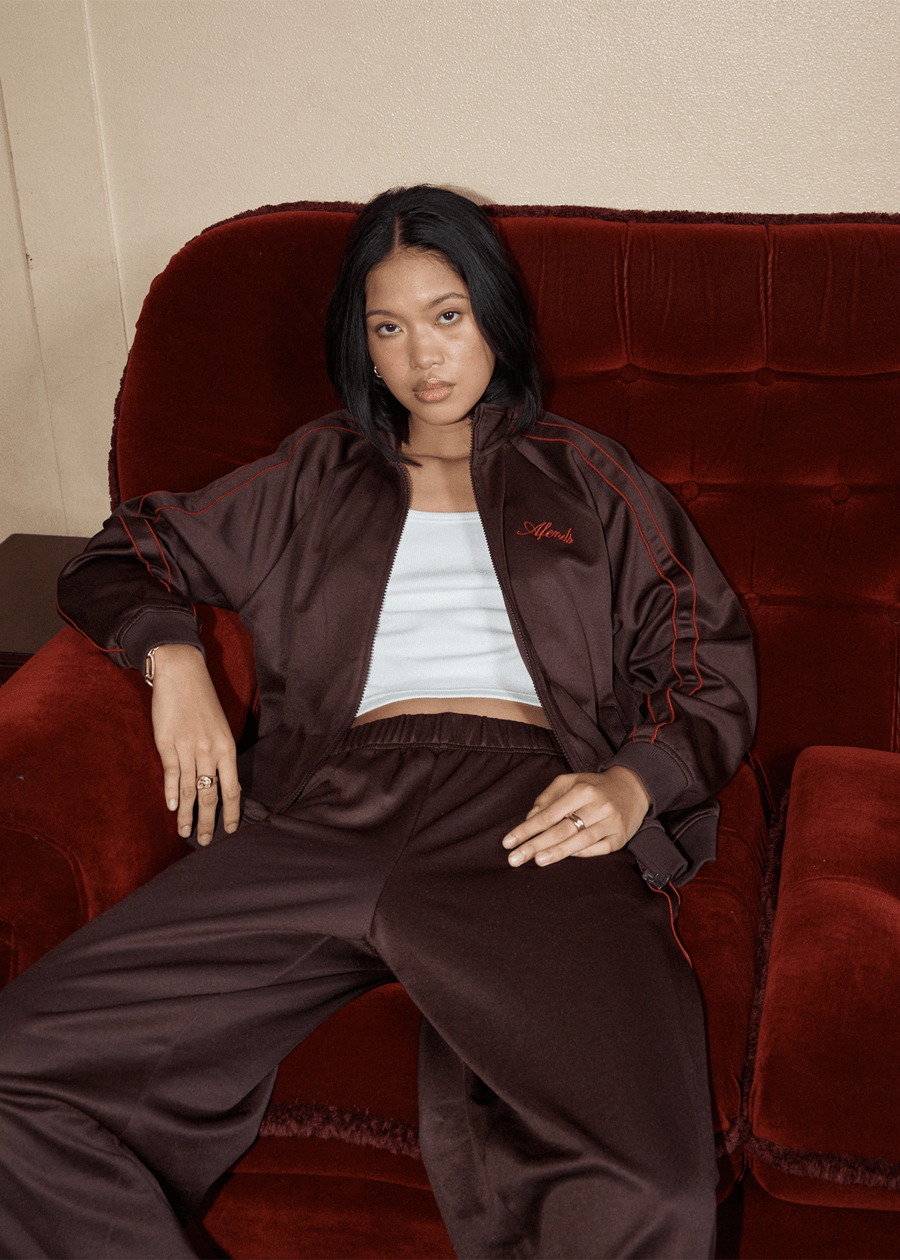 AFENDS Womens Avenue - Track Jacket - Coffee