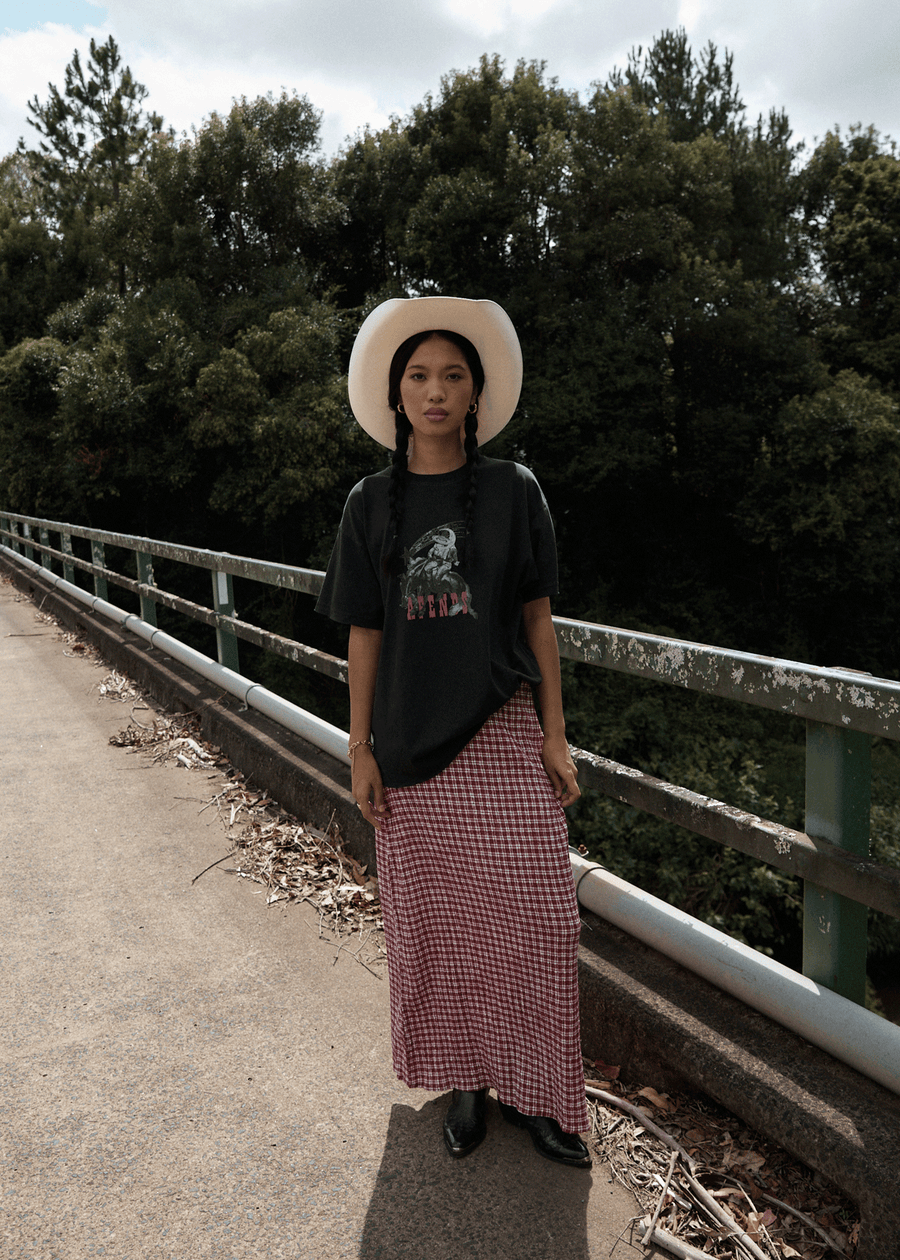 AFENDS Womens Cosmic Cow - Oversized Tee - Stone Black