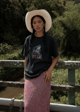 AFENDS Womens Cosmic Cow - Oversized Tee - Stone Black - Afends womens cosmic cow   oversized tee   stone black